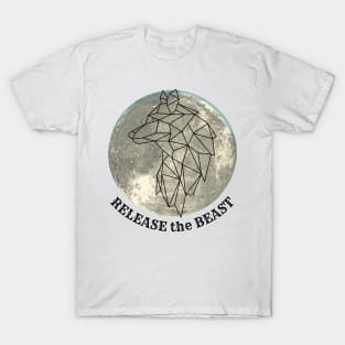 Release the Beast Full Moon Wolf Design T-Shirt